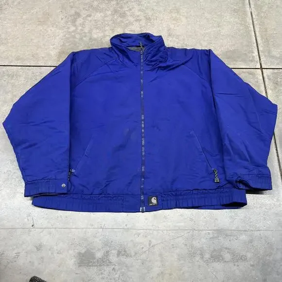 vintage carhartt royal blue fleece lined zip up bomber jacket size xxl - Picture 1 of 4